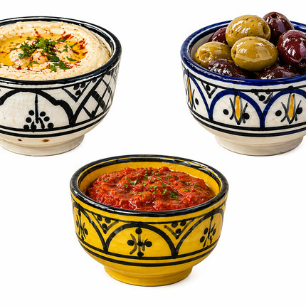 Handgemaakte Marokkaanse mini schaaltjes – Ø 7 cm – Set van Kleurrijke Mini Kommetjes