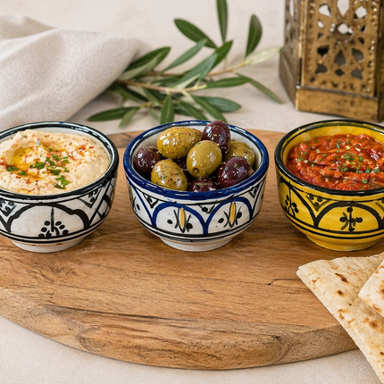 Handgemaakte Marokkaanse mini schaaltjes – Ø 7 cm – Set van Kleurrijke Mini Kommetjes
