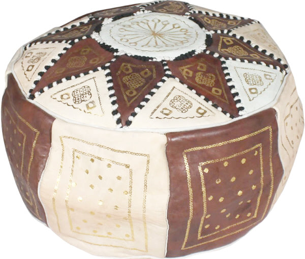 Marokkanischer Pouf Braun/Weiß