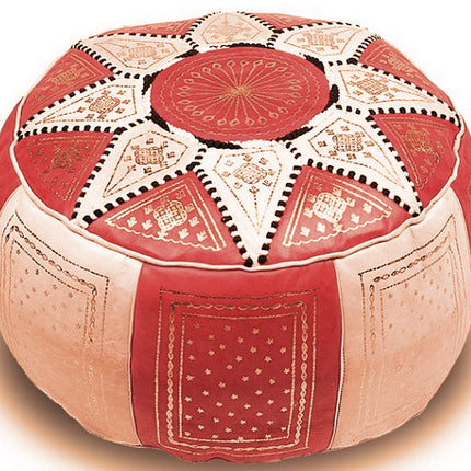 Poef  Bordeauxrood/Wit