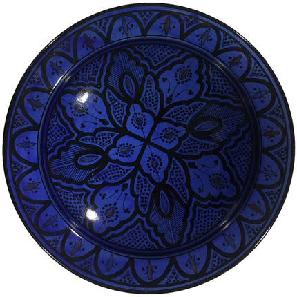 Marokkaanse aardewerk schaal blauw ø 35 cm
