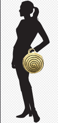 Ronde Straw rotan tas M met pailletten