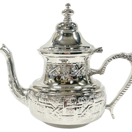 Traditionele Marokkaanse Theepot Zilver - berrad– Handgemaakt in Fes – 1 Liter