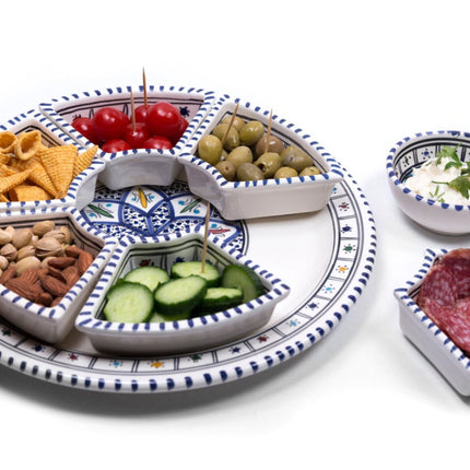 Marokkaanse 8-delige handgemaakt ronde serveer- en dipset