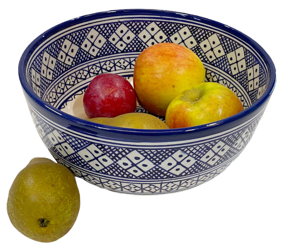 Bol en céramique marocaine bleue et blanche