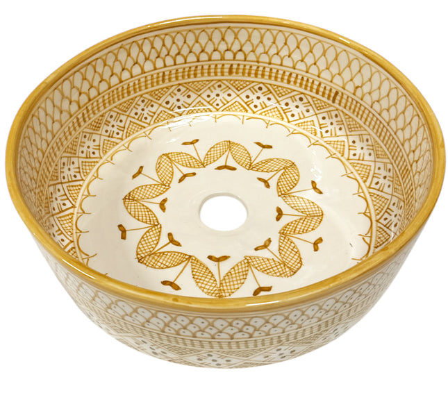 Handmade Marokkaanse keramische waskom 35 cm Goldenrod