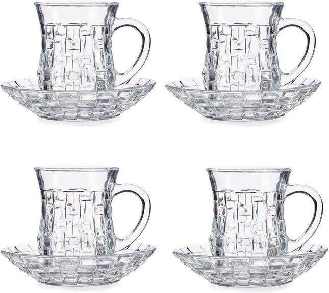 Set van 4x stuks Marokkaanse theeglazen inclusief schotel 125 ml