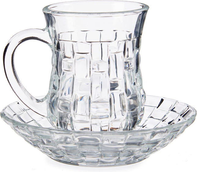 Set van 4x stuks Marokkaanse theeglazen inclusief schotel 125 ml