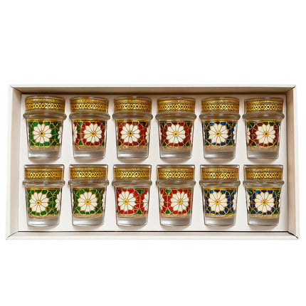 Marokkaanse Theeglazen met Goudkleurige Rand en Verstevigde Griprand – 9 cm – Set van 12