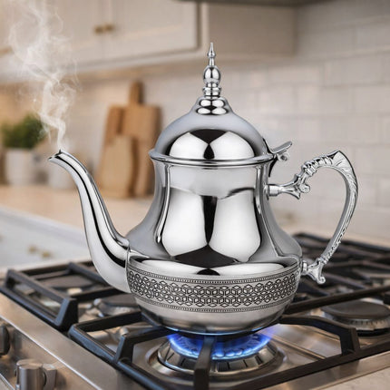 Marokkaanse Theepot RVS – Traditionele Arabische Theepot – Verkrijgbaar in 0,8 / 1 / 1,5 / 1,8 Liter
