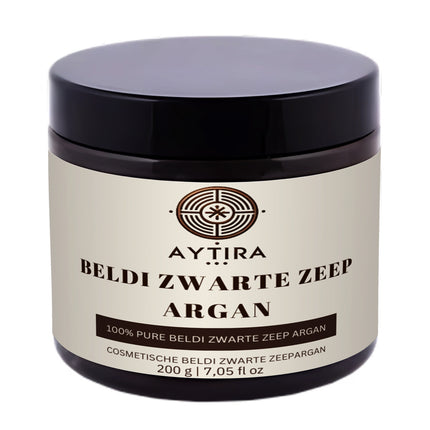 Aytira Beldi Zwarte Zeep Argan – Natuurlijke Marokkaanse Olijfzeep 200g