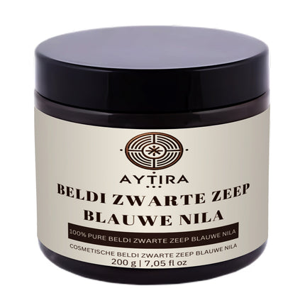 Aytira Beldi Zwarte Zeep Blauwe Nila – Natuurlijke Marokkaanse Zeep 200g
