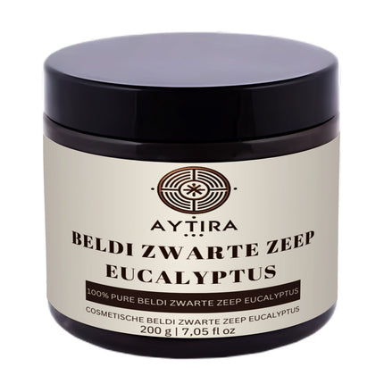 Aytira Beldi Zwarte Zeep Eucalyptus – Natuurlijke Marokkaanse Zeep 200g