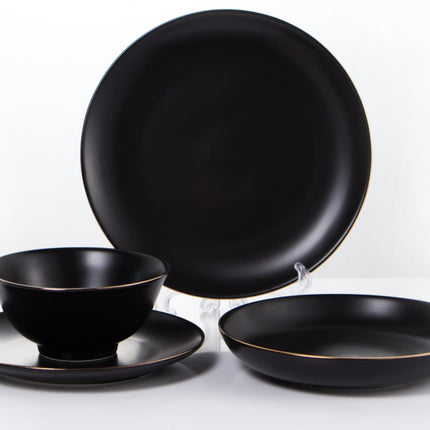Serviesset 24-delig 6 Personen - Zwart-Goud