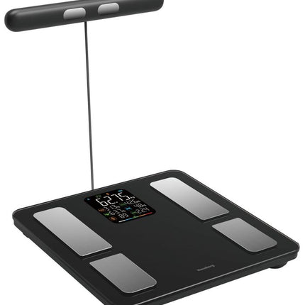 Klausberg Slimme Bluetooth Personenweegschaal met Lichaamsanalyse en Handgreep – Gewicht, BMI, Vetpercentage, Spiermassa, Kleurendisplay