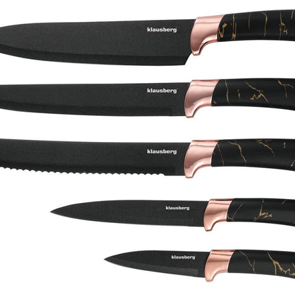 Klausberg Messenset met Blok - Zwart met Brons Design, 6-delig