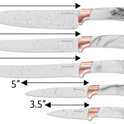 Klausberg Messenset met Blok - Wit en Roségoud Design, 6-delig