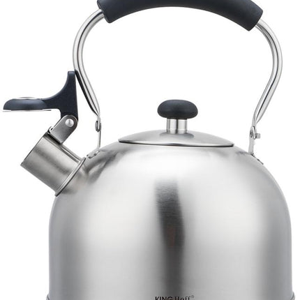 KingHoff RVS Fluitketel 2,5L – Geschikt voor Alle Warmtebronnen, Met Fluitsignaal en Ergonomisch Handvat