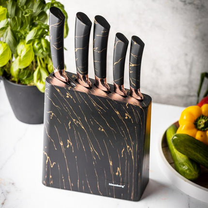 Klausberg Messenset met Blok - Zwart met Brons Design, 6-delig