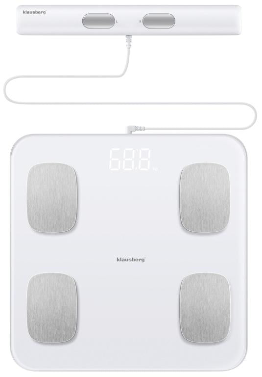 Klausberg Slimme Digitale Elektronische Personen Weegschaal met lichaamsanalyse - personenweegschaal met app - Gewicht en BMI - Ssmart scale vetpercentage WIT