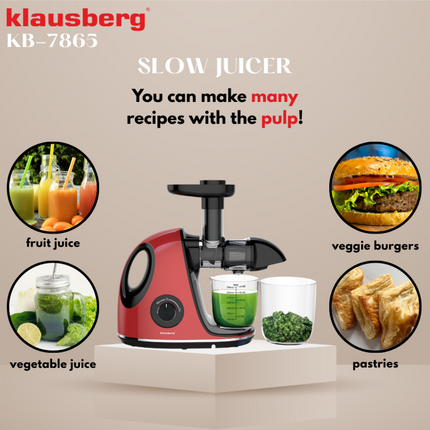Klausberg Slow Juicer– 150W | 700 ml | Cold Press | Groenten en Fruitpers | Luxe Design & Hoog Saprendement