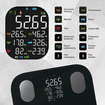 Klausberg Slimme Bluetooth Weegschaal met Lichaamsanalyse en Kleurendisplay