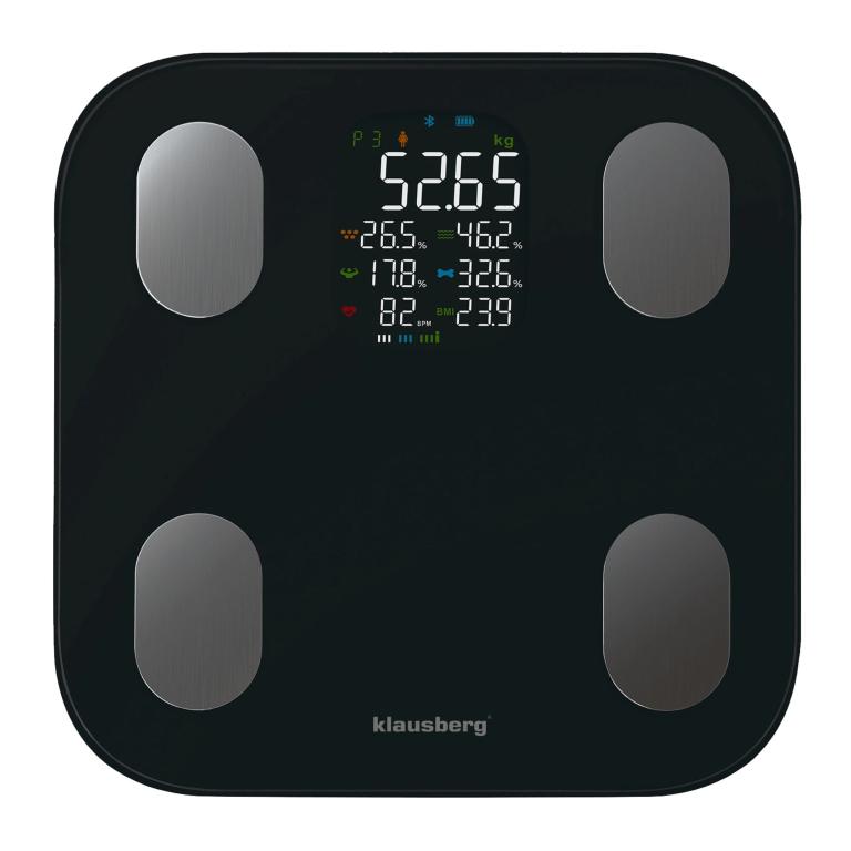 Klausberg slimme weegschaal met Bluetooth en lichaamsanalyse – zwart of wit
