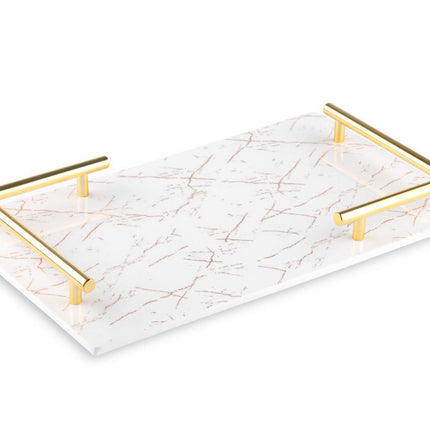 Melamine plateau - dienblad Marmer look  wit goud 40x24cm