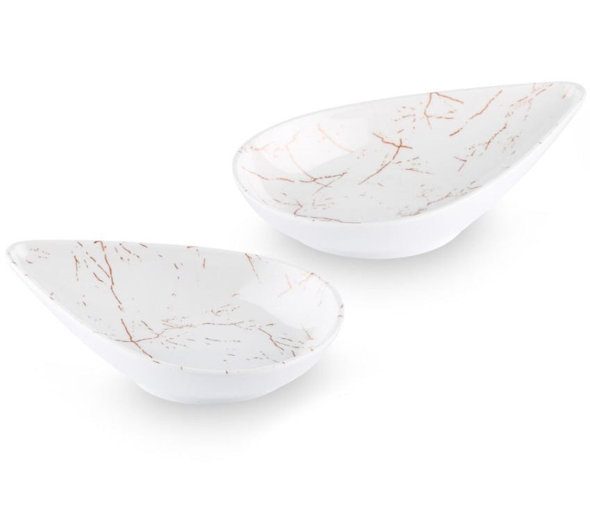 Coupelles à gouttes en mélamine motif marbre blanc