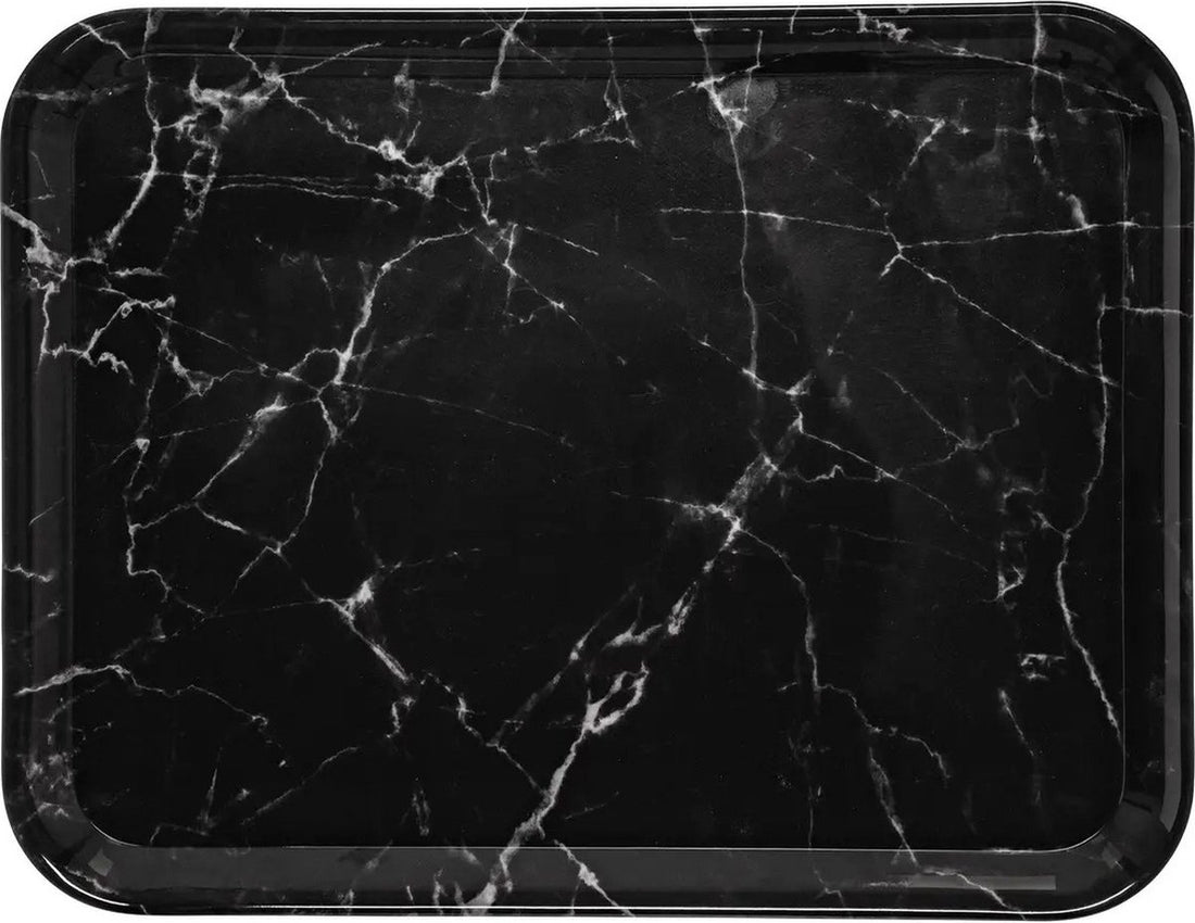 5Five dienblad marble – serveer tray van melamine, 33 x 43 cm, zwart of wit – foto 3