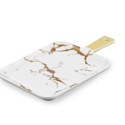Melamine serveerplank rechthoekig marmer look wit-goud