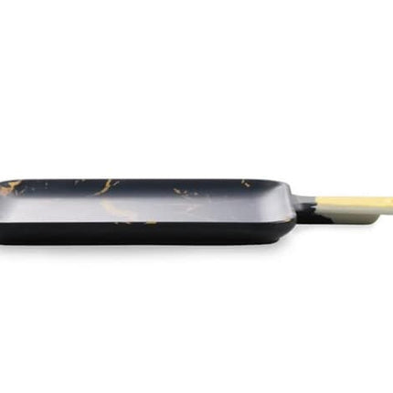Melamine serveerplank rechthoekig marmer look zwart-goud