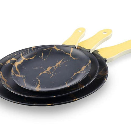 Melamine serveerplanken marmer look zwart-goud