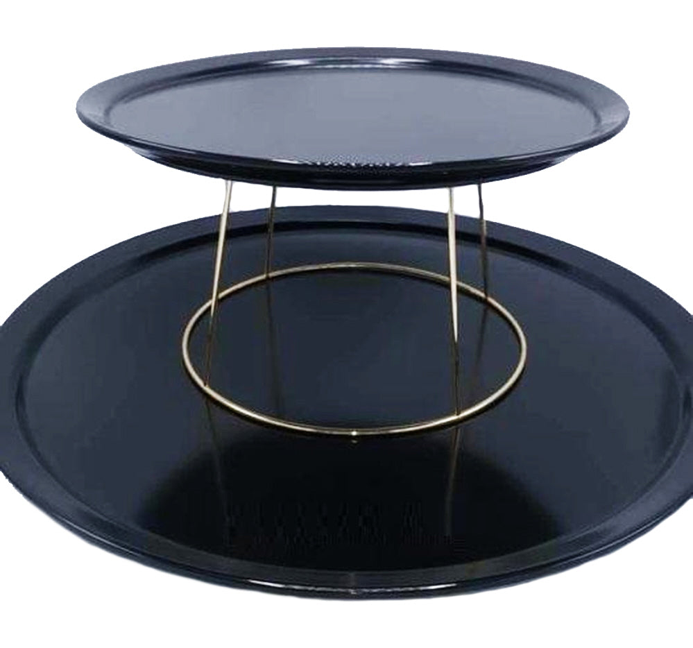 Borden verhoger met 2 zwarte melamine borden – Ø 30 en 45 cm
