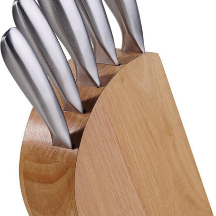 Kinghoff Messenset - Messenblok hout - rvs - 6 delig