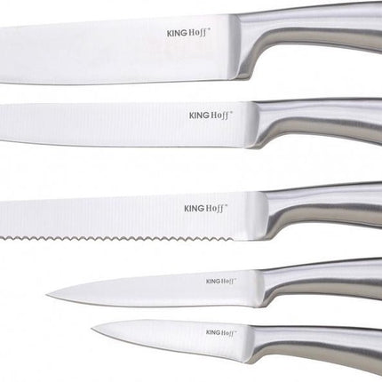 Kinghoff Messenset - Messenblok hout - rvs - 6 delig
