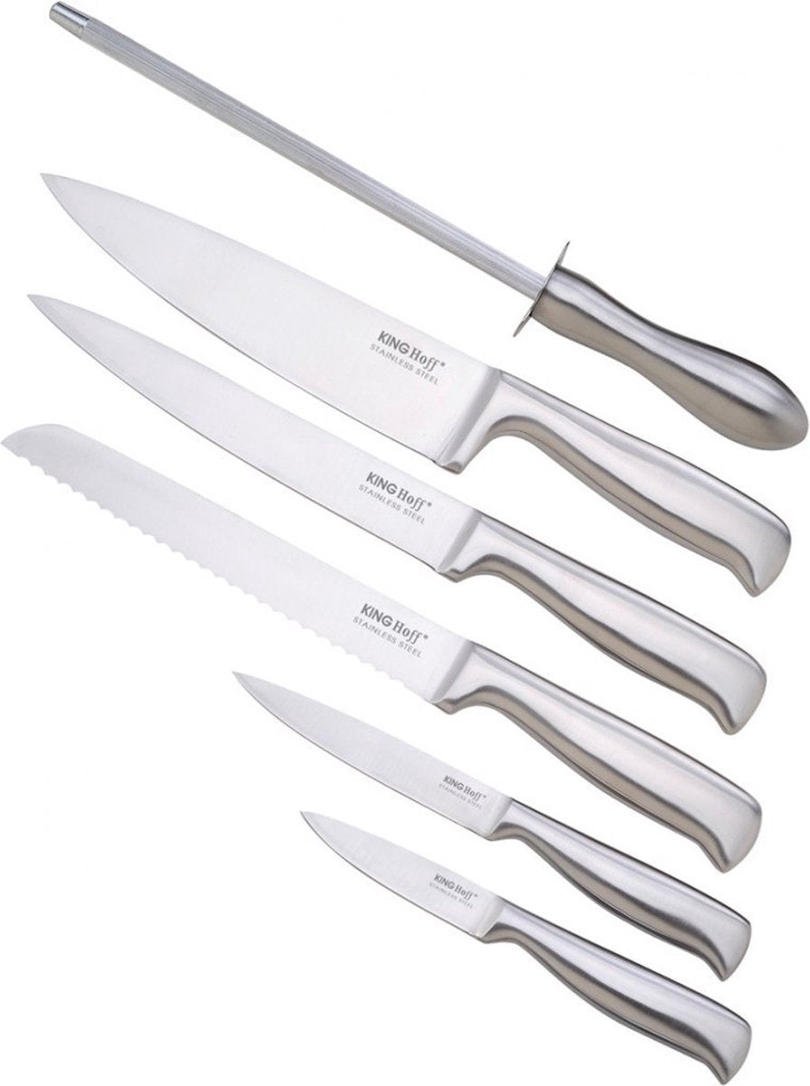 Kinghoff Knife Set with Knife Block, Stainless Steel - 7-piece