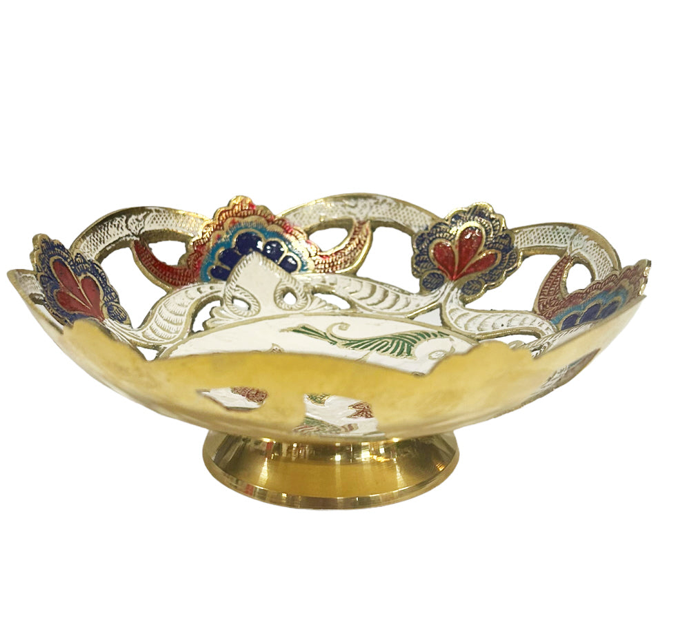 Brass painted bowl white Ø18 cm