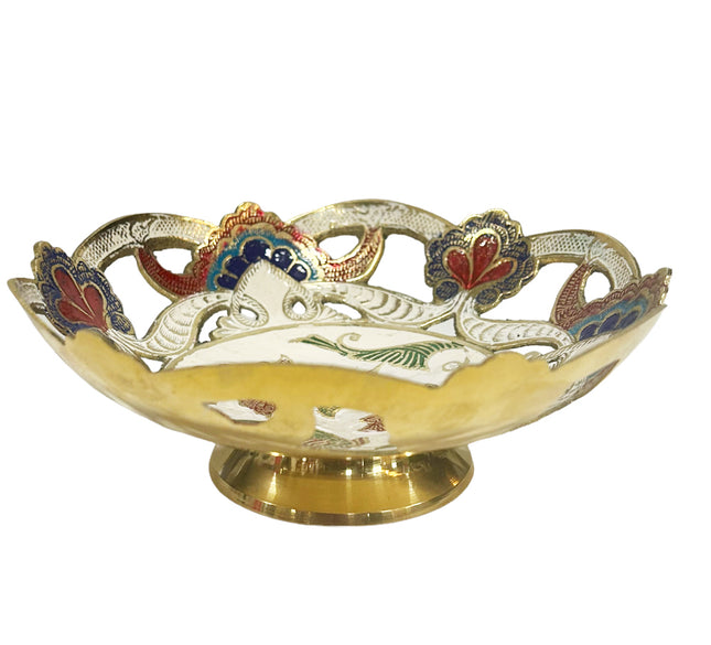 Messing beschilderd schaaltje wit Ø18 cm