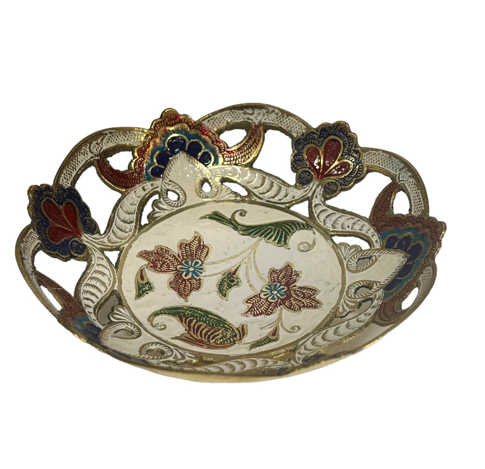 Brass painted bowl white Ø18 cm