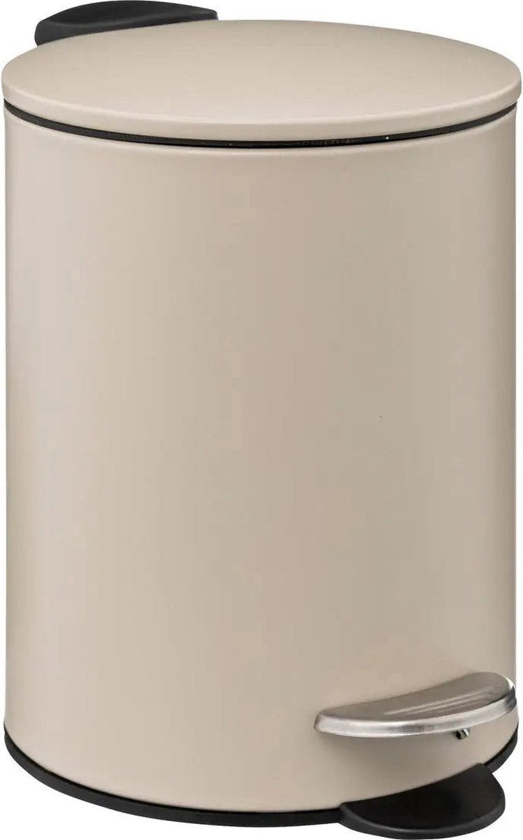 5Five pedaalemmer 3 liter van metaal – zwart, wit, grijs, taupe of beige – foto 2