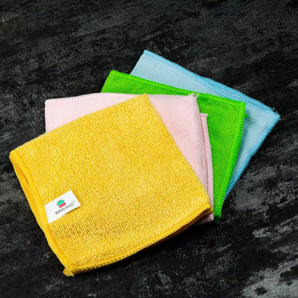 Kinghoff KH2115 Microvezel Doekjes Set - 4-delige Kleurgecodeerde Doekjes (32x32 cm) voor Meubels, Glas, Keuken en Meer