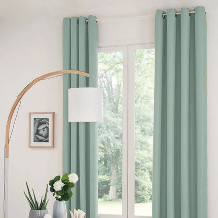 Atmosphera verduisterende gordijnen - set 2x stuks - B135 x L240 cm - mintgroen - geplooid - met ringen - kant en klaar