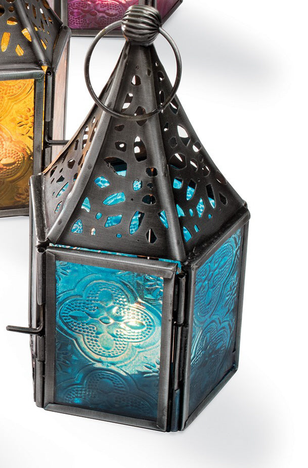 Lanterne Marocaine Galvanisée Verre Coloré