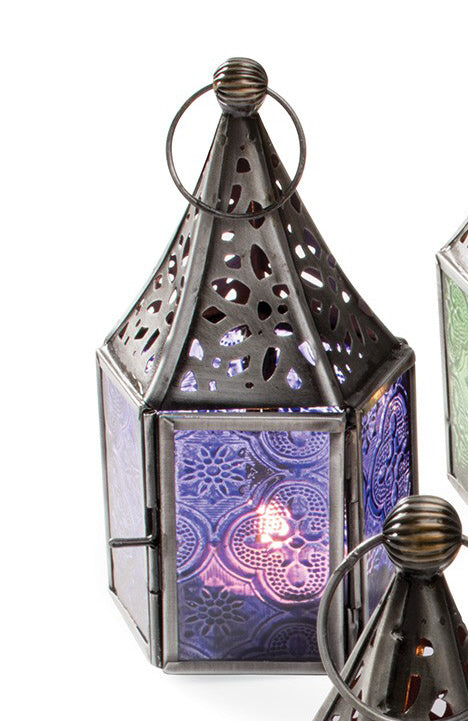 Lanterne Marocaine Galvanisée Verre Coloré