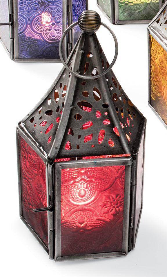 Lanterne Marocaine Galvanisée Verre Coloré