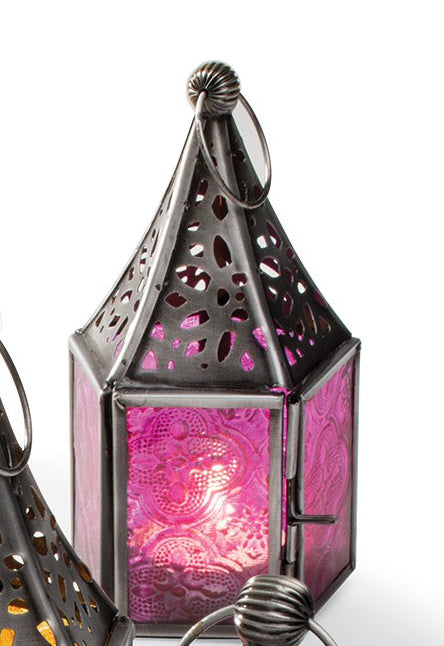 Lanterne Marocaine Galvanisée Verre Coloré