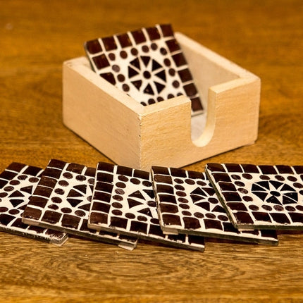 Glasmozaïe konderzetters purble 7.5 x7.5 cm
