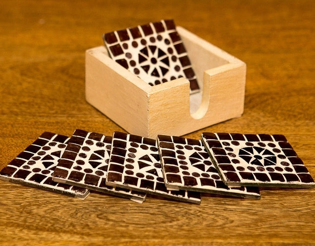 Glasmozaïe konderzetters purble 7.5 x7.5 cm