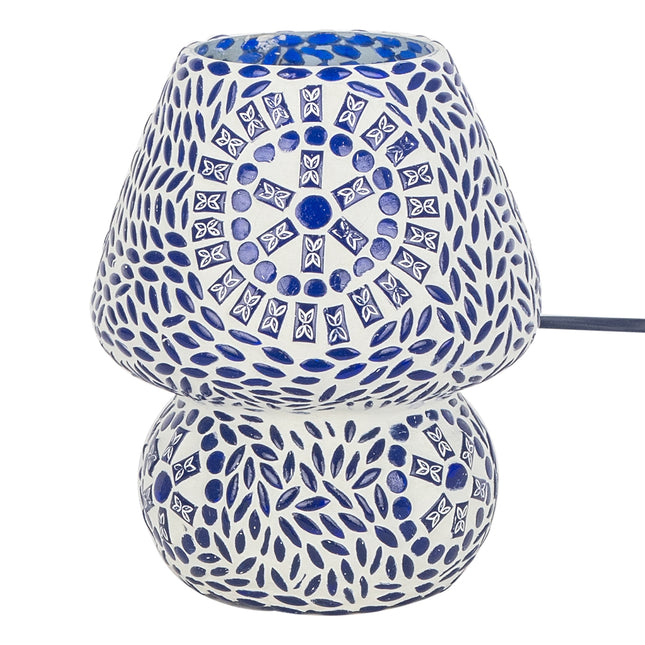 Mozaïek tafellamp paddenstoel blauw